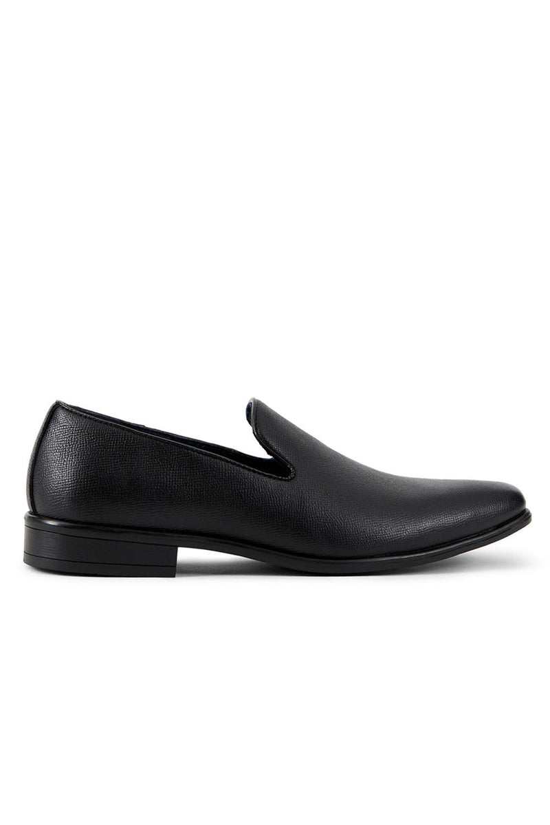 Allure Slip On Black Leather Tuxedo Shoes