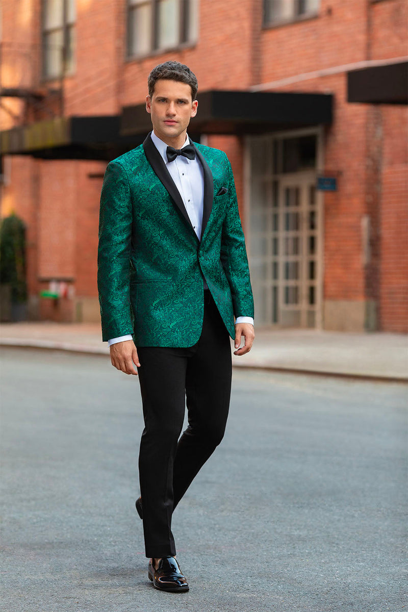 Mark of Distinction Aries Forest Green Paisley Shawl Tuxedo Jacket (Separates) 36S Slim
