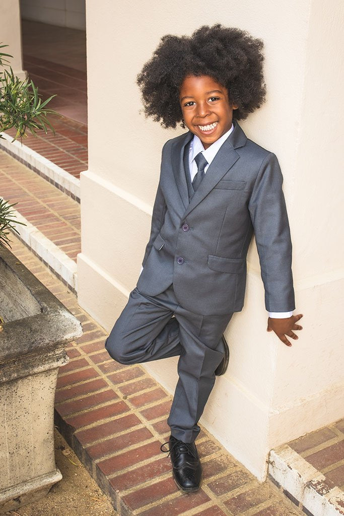 "007" Kids Charcoal Suit 5-Piece Set  BlackTie.com