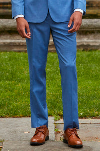 Couture 1910 "Sharkskin" Marine Blue Plain Front Pants