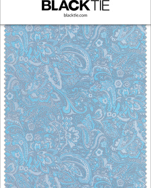 Wedgewood blue Aries paisley fabric swatch