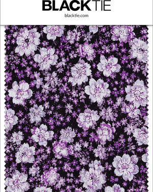Plum Floral Fusion fabric swatch with purple and white flowers
