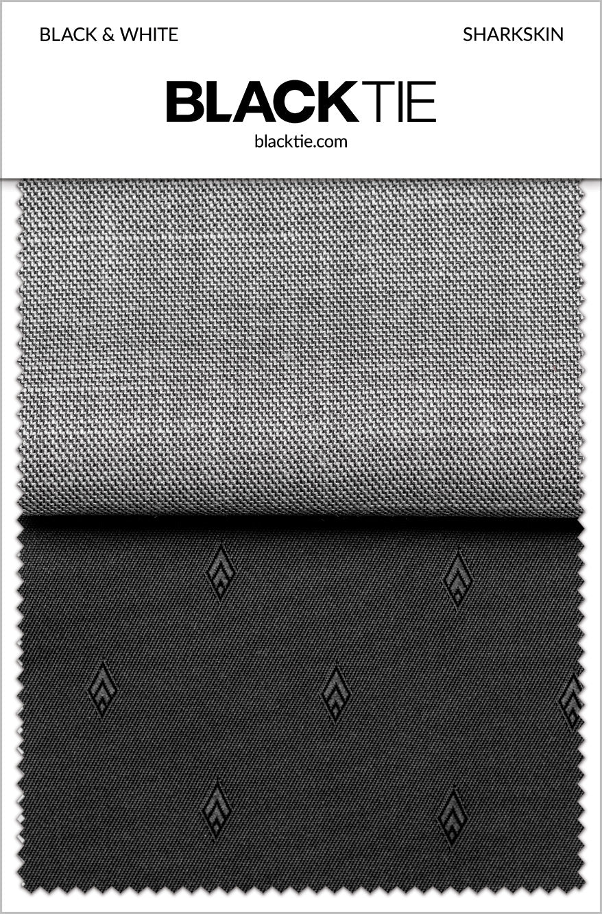 BLACKTIE Black & White Sharkskin Fabric Swatch