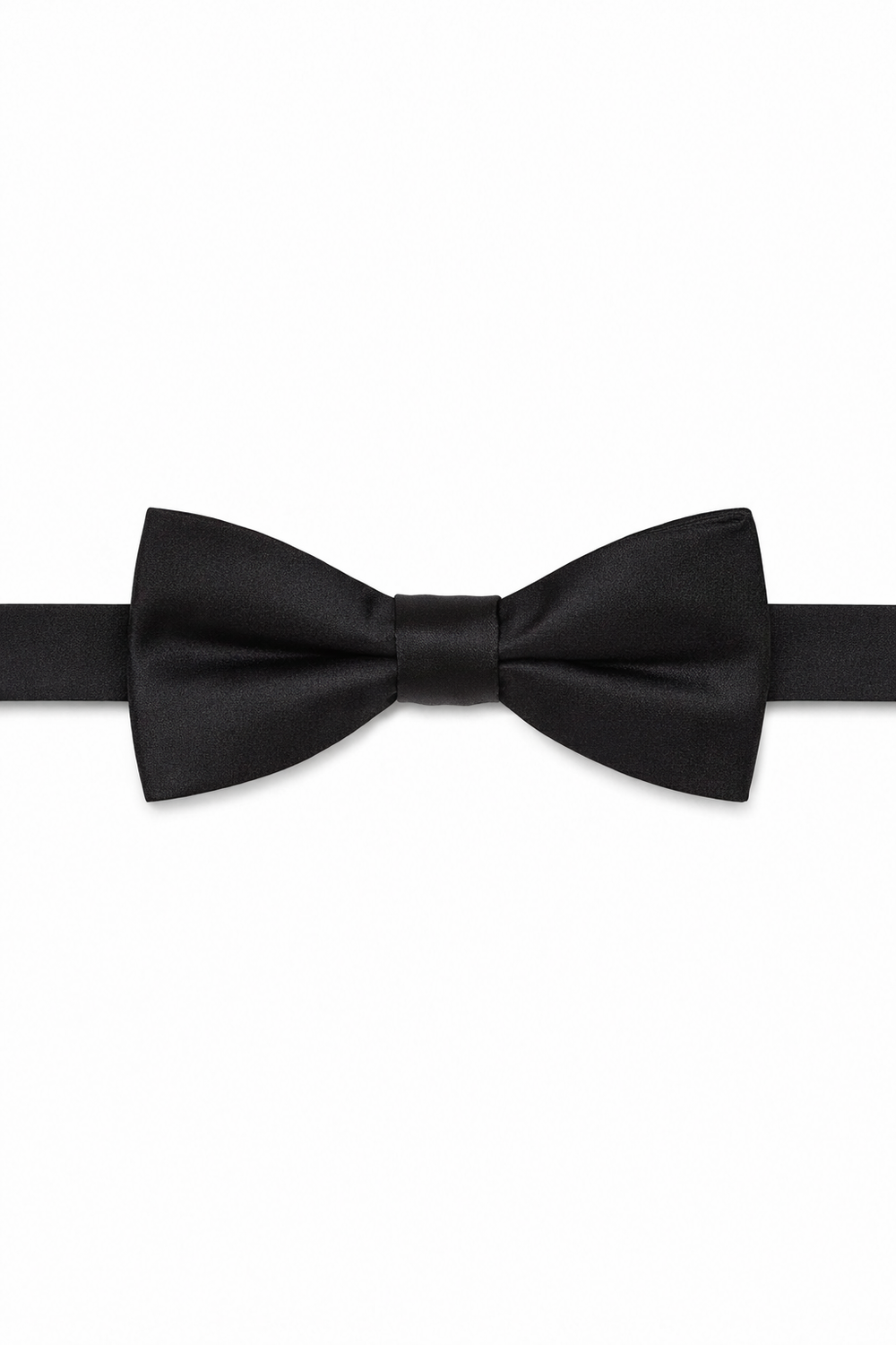 Allure Men Black Solid Satin Silk Bow Tie