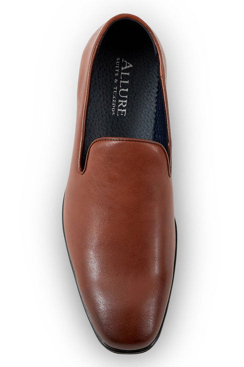 Allure Men "Allure Slip On" Cognac Leather Tuxedo Shoes