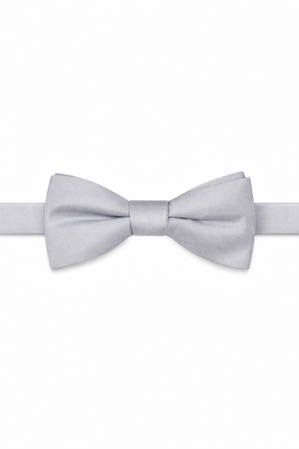 Allure Men Platinum Solid Satin Silk Bow Tie