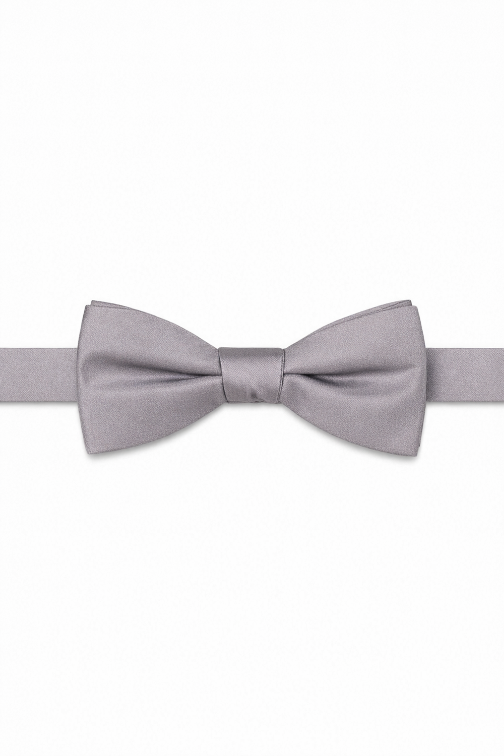 Allure Men Silver Solid Satin Silk Bow Tie
