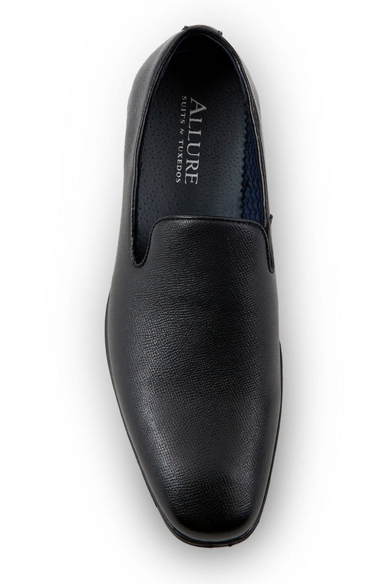 men's black dress shoes slip on Allure Slip On Black Leather Tuxedo Shoes