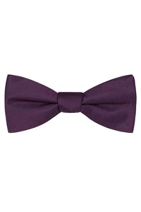 Aubergine Solid Satin Silk Bow Tie