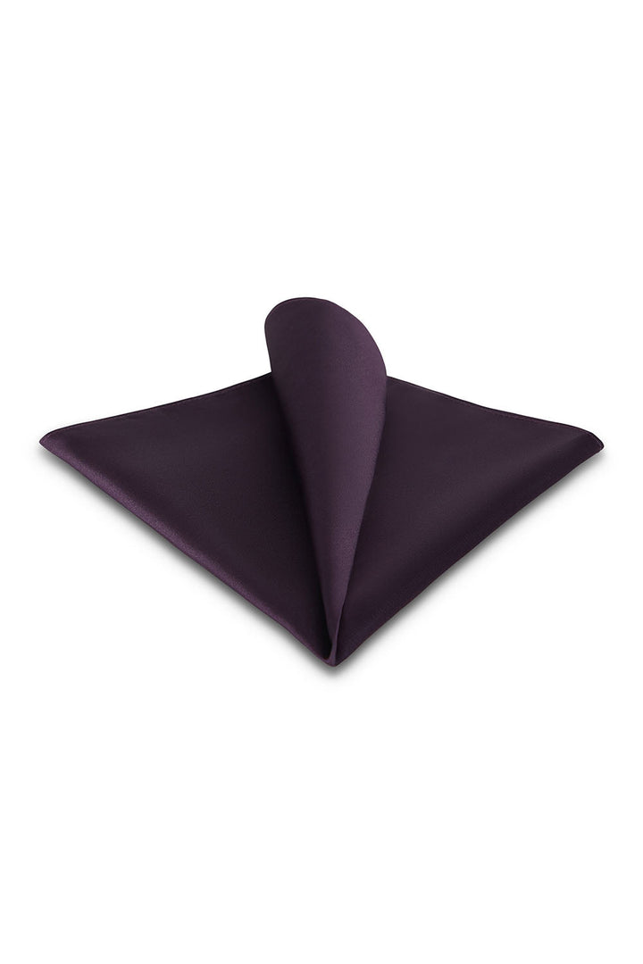 Aubergine Solid Satin Silk Pocket Square