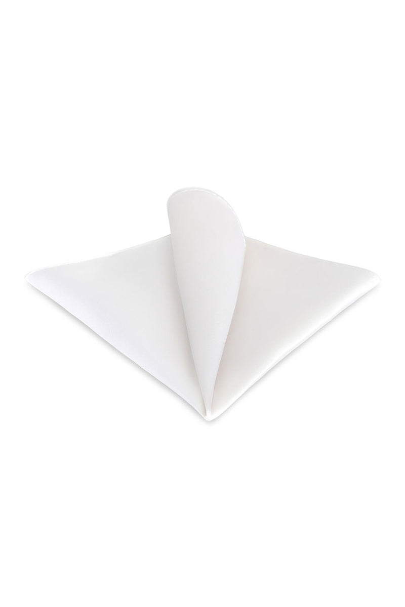 Allure Men White Solid Satin Silk Pocket Square