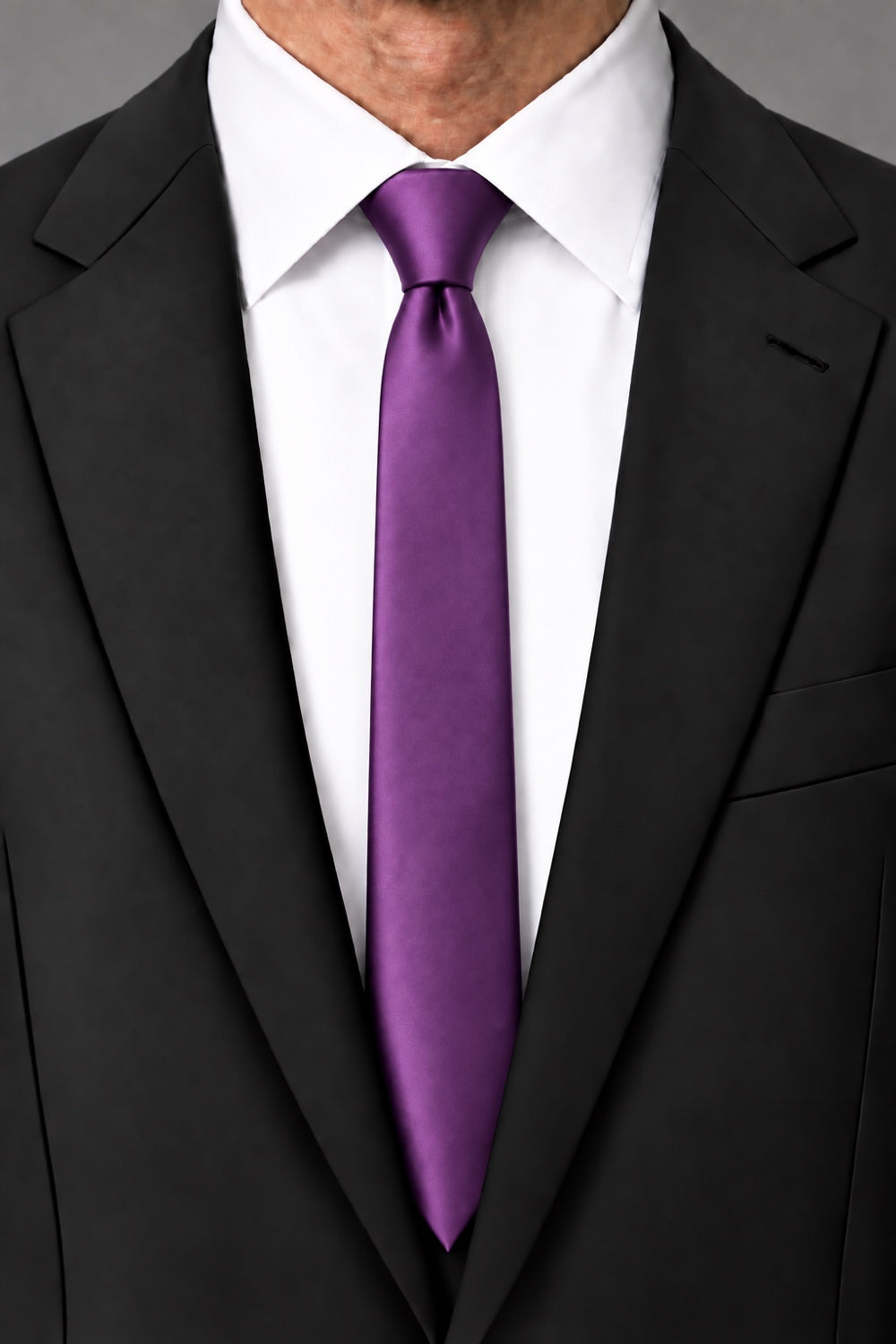 Cardi Amethyst Luxury Satin Skinny Necktie
