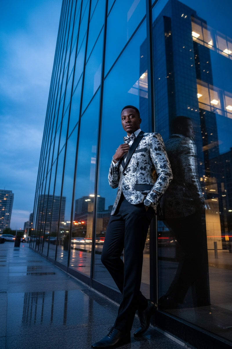 Xander Xiao "Amsterdam" Silver Tuxedo Jacket