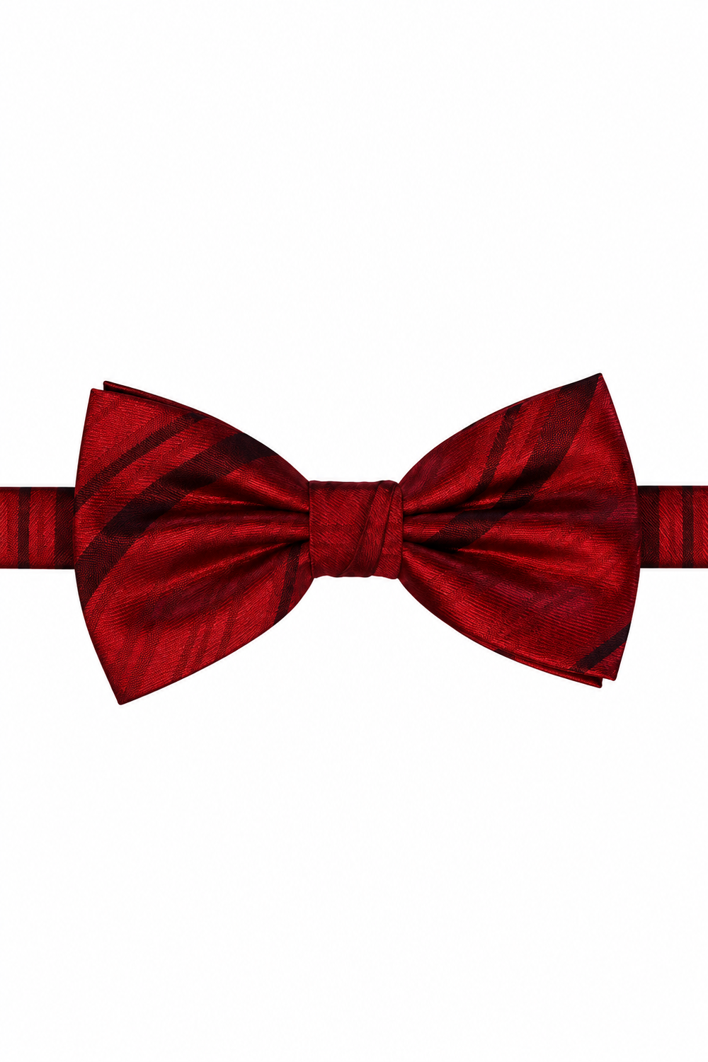 Cardi Pre-Tied Apple Striped Satin Bow Tie