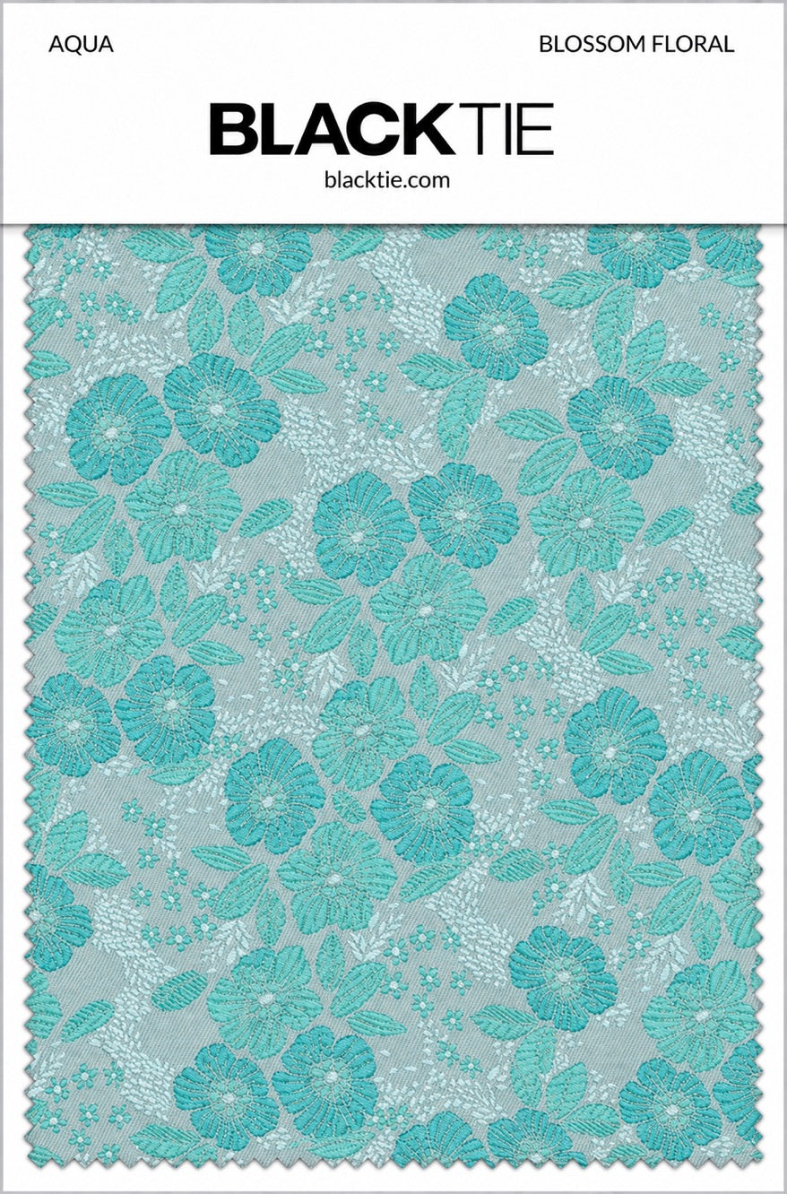 Ted Stanford Aqua Blossom Floral Necktie