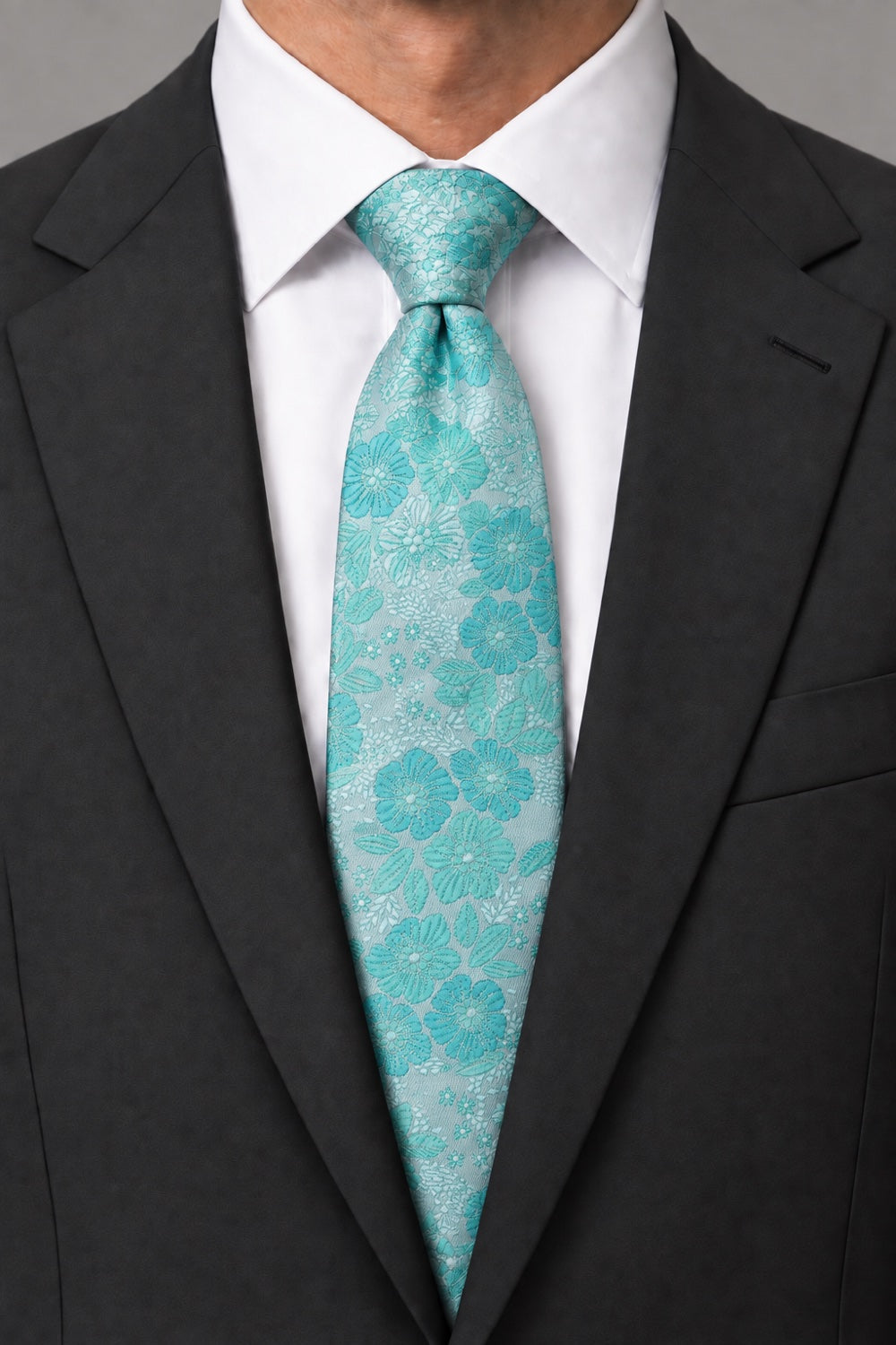 Ted Stanford Aqua Blossom Floral Necktie