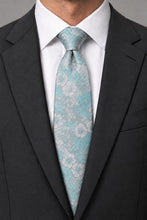 Ted Stanford Aqua & Pink Blossom Floral Necktie