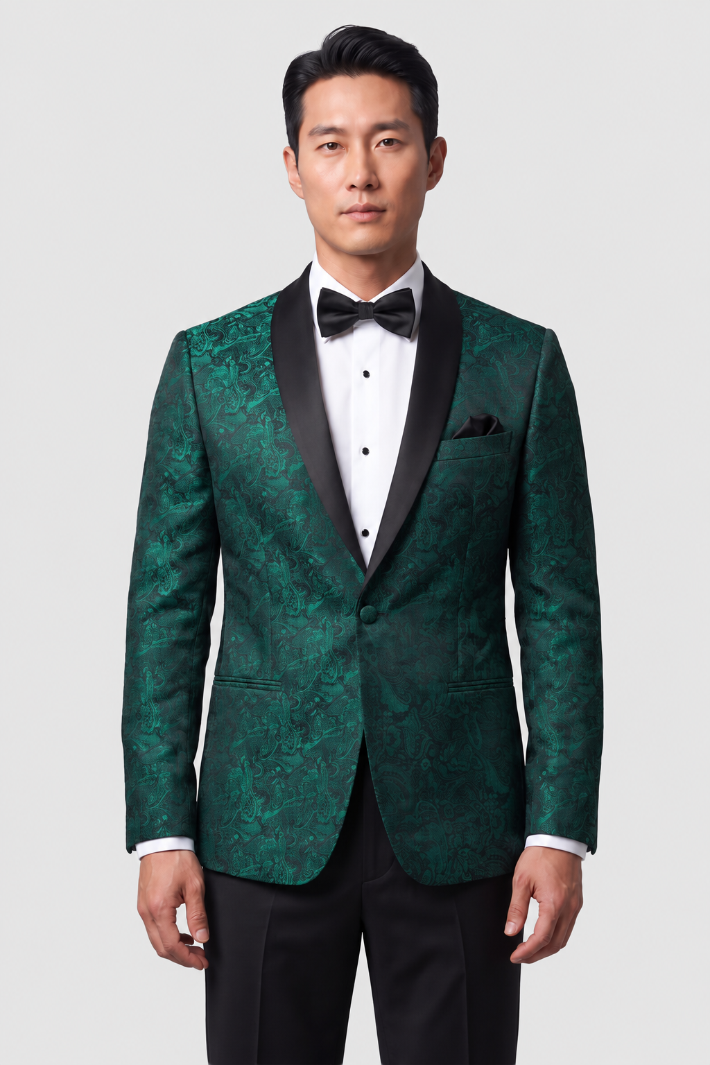 Mark of Distinction "Aries" Forest Green Paisley Shawl Tuxedo Jacket (Separates)