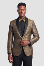 Mark of Distinction "Aries" Gold & Black Paisley Shawl Tuxedo Jacket (Separates)