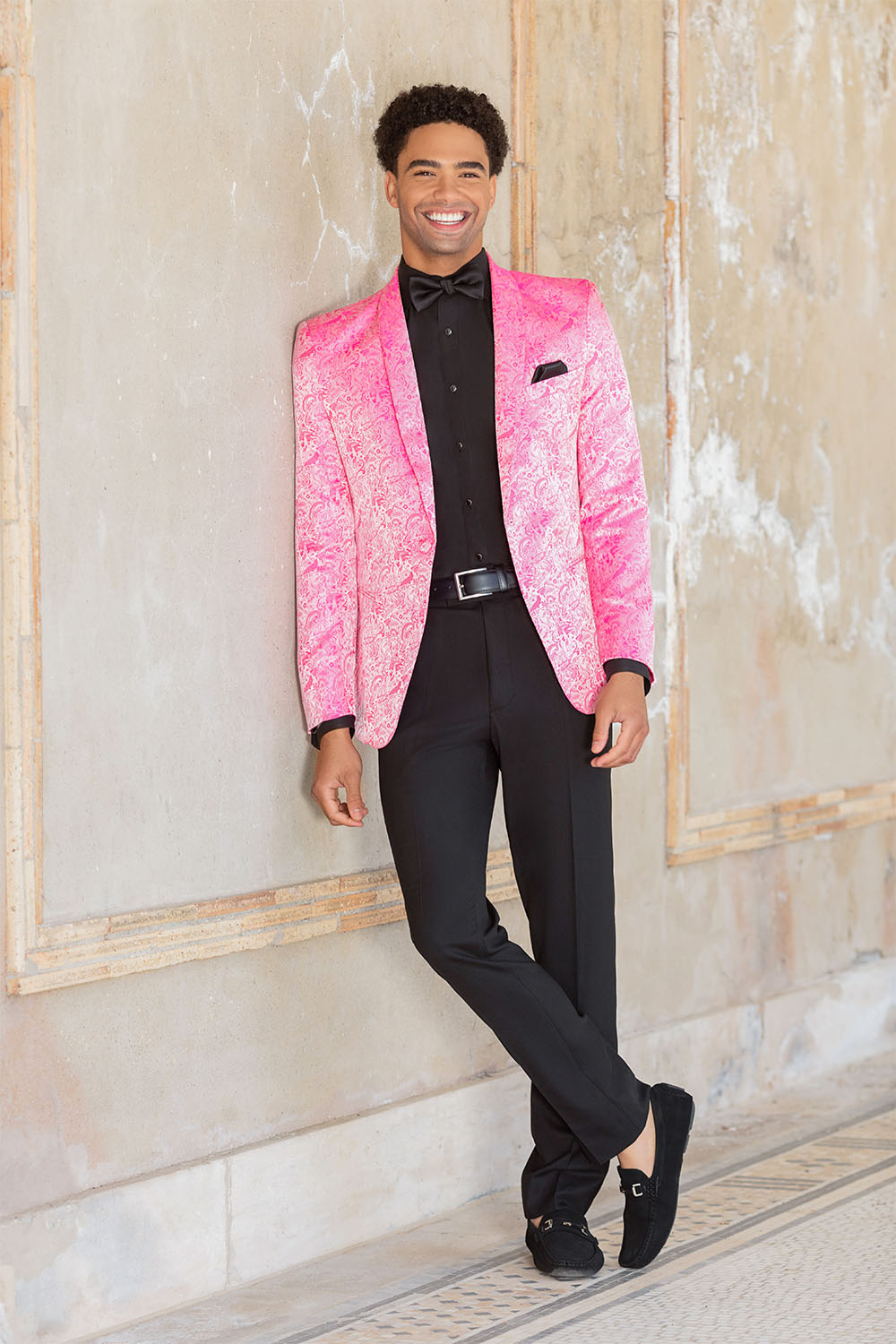 Mark of Distinction "Aries" Hot Pink Paisley Shawl Tuxedo Jacket (Separates)