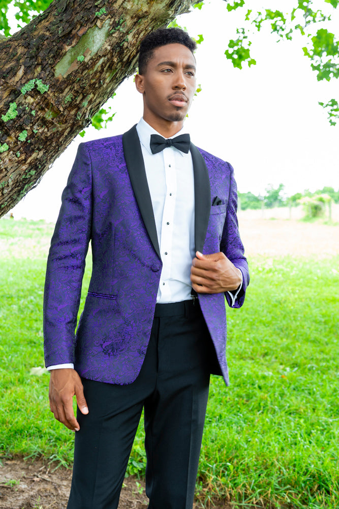 Mark of Distinction "Aries" Purple Paisley Shawl Tuxedo Jacket (Separates)