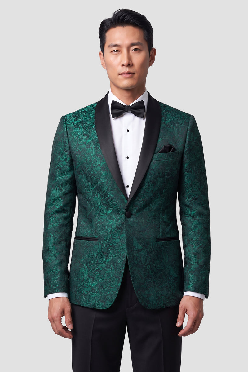 Mark of Distinction "Aries" Forest Green Paisley Shawl Tuxedo Jacket (Separates)