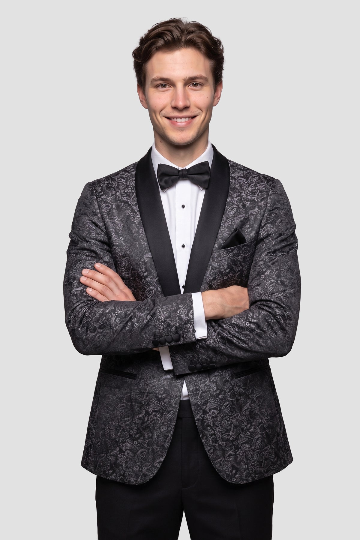 Mark of Distinction "Aries" Granite Paisley Shawl Tuxedo Jacket (Separates)