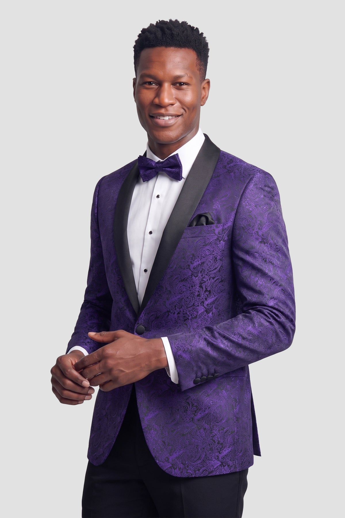Mark of Distinction "Aries" Purple Paisley Shawl Tuxedo Jacket (Separates)