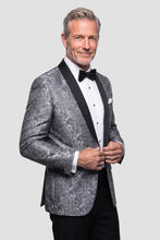 Mark of Distinction "Aries" Silver & Black Paisley Shawl Tuxedo Jacket (Separates)