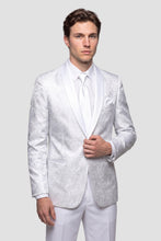 Mark of Distinction "Aries" White & Silver Paisley Shawl Tuxedo Jacket (Separates)