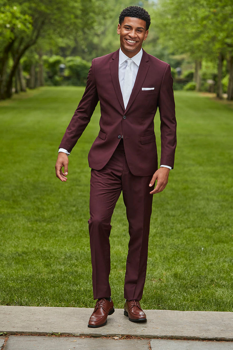 Maroon Burgundy Suits Burgundy Elegance 2-Piece Suit Bold And