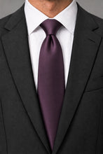 Allure Men Aubergine Solid Satin Silk Necktie