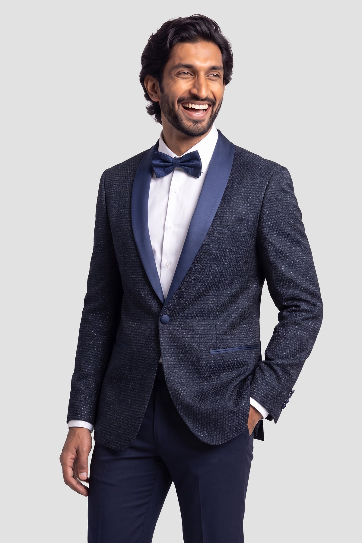 Mark of Distinction "Austin Diamond" Navy Shawl Tuxedo Jacket (Separates)