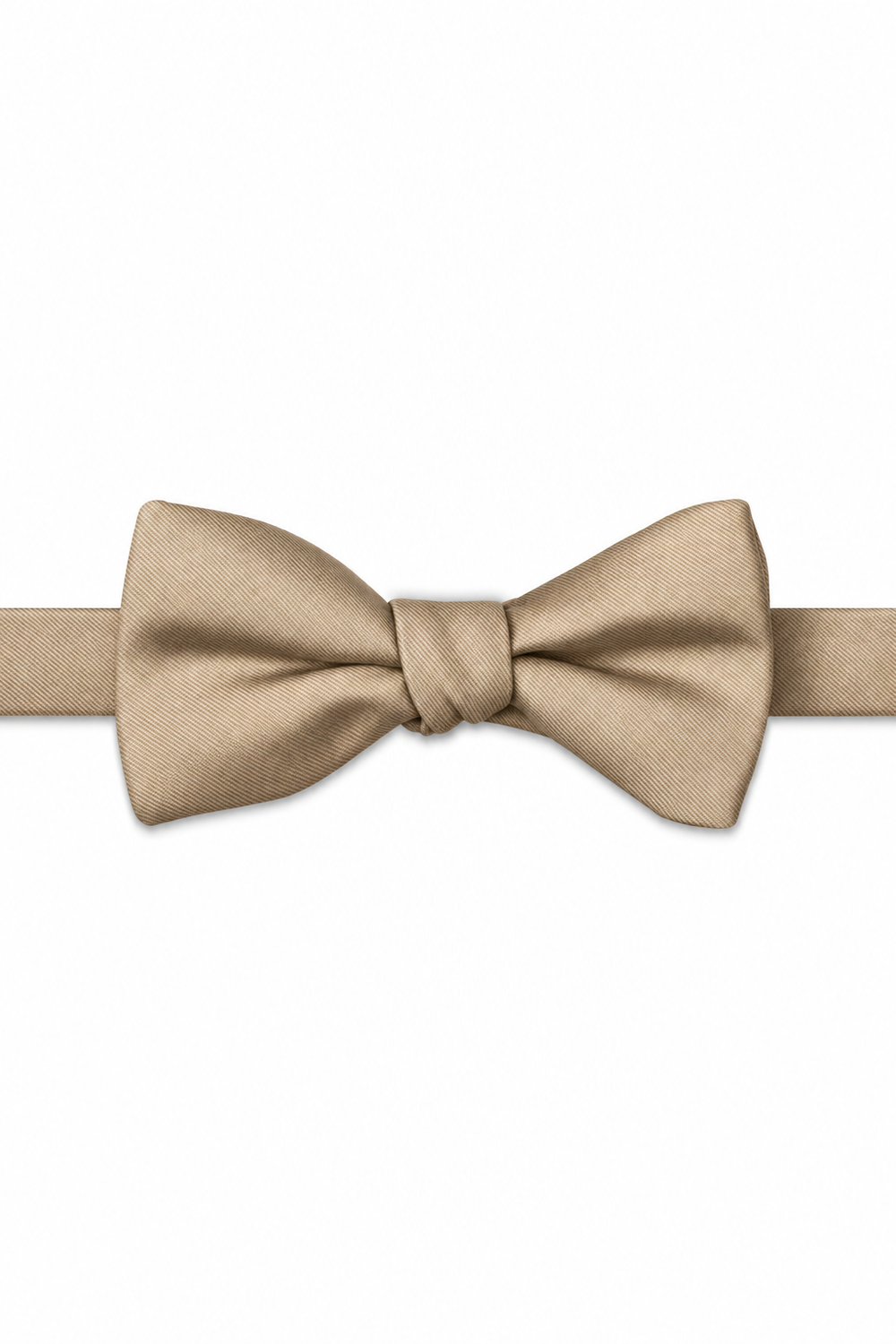 AZ Champagne Modern Solid Bow Tie - pre-tied bow tie, front view