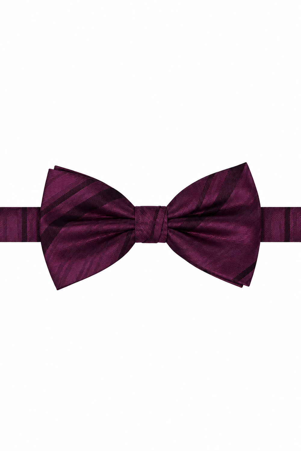 Cardi Pre-Tied Berry Striped Satin Bow Tie