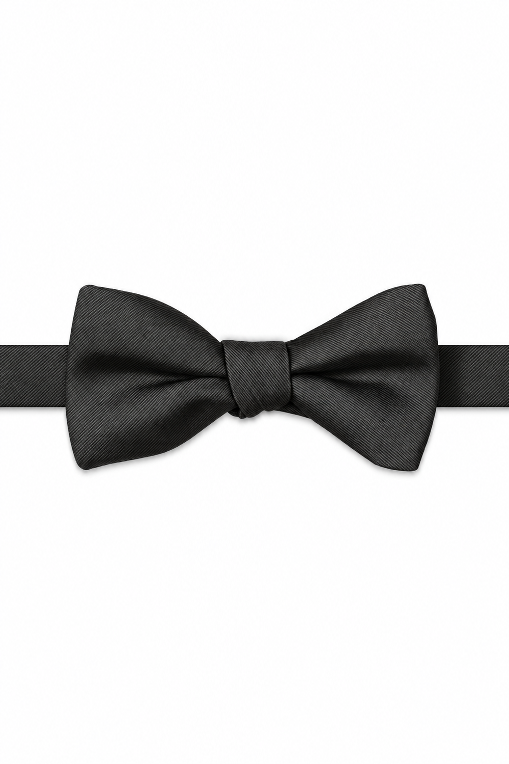 Black Modern Solid Bow Tie - pre-tied bow tie, front view
