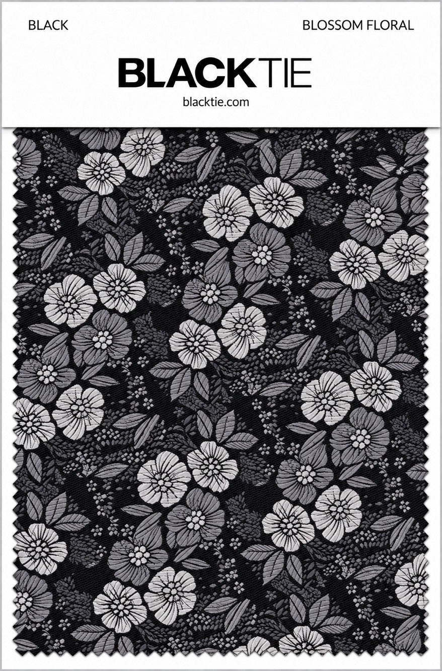 Ted Stanford Black Blossom Floral Necktie