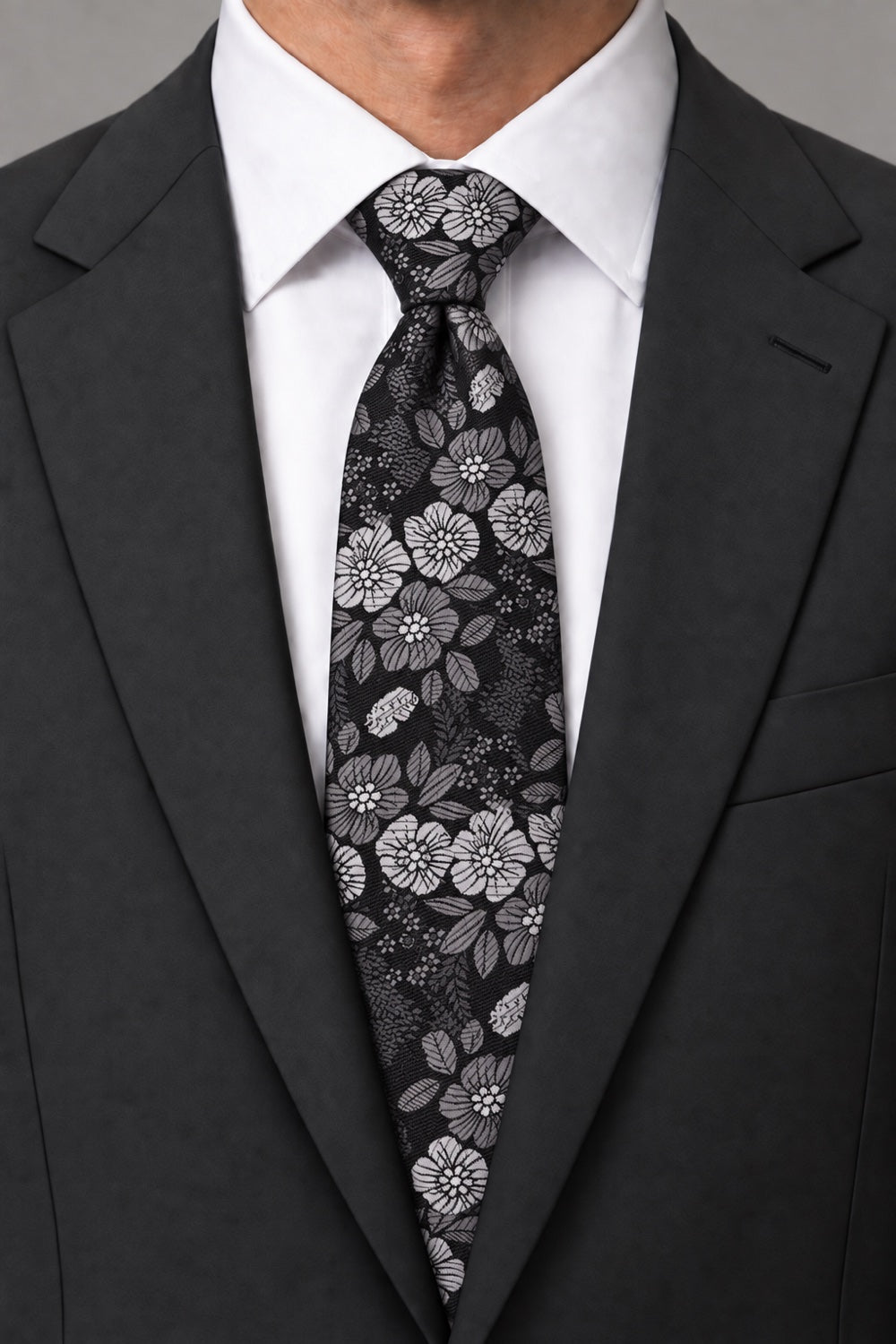 Ted Stanford Black Blossom Floral Necktie