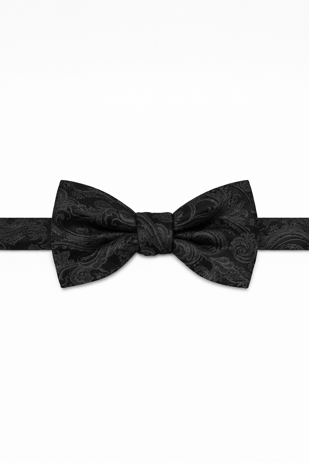 Cristoforo Cardi Pre-Tied Black Paisley Silk Bow Tie