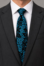 Ted Stanford Black & Royal Blossom Floral Necktie