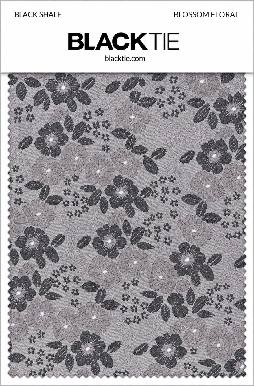 Ted Stanford Black Shale Blossom Floral Necktie