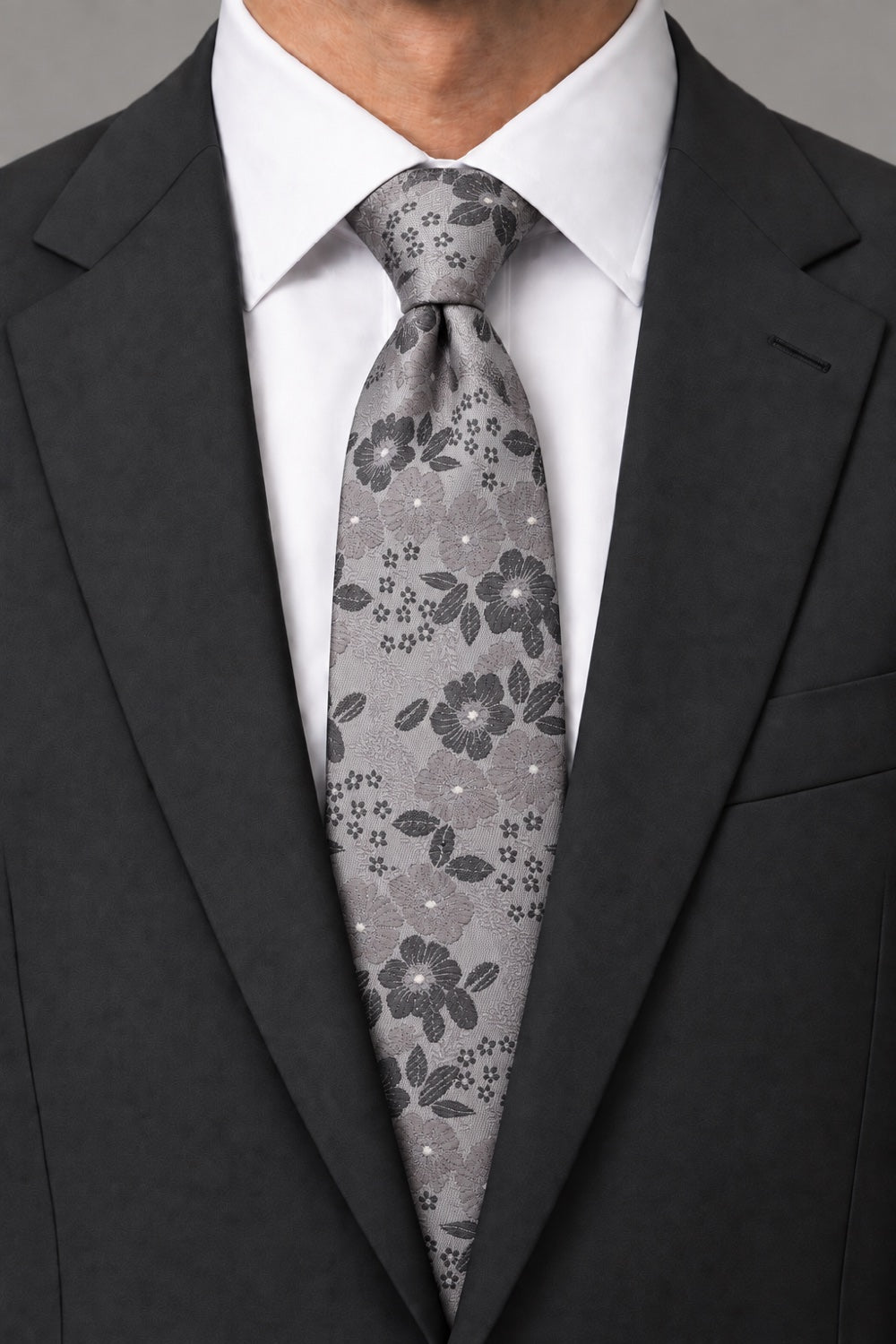 Ted Stanford Black Shale Blossom Floral Necktie