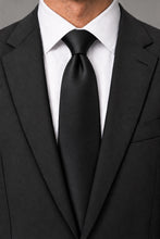 Allure Men Black Solid Satin Silk Necktie