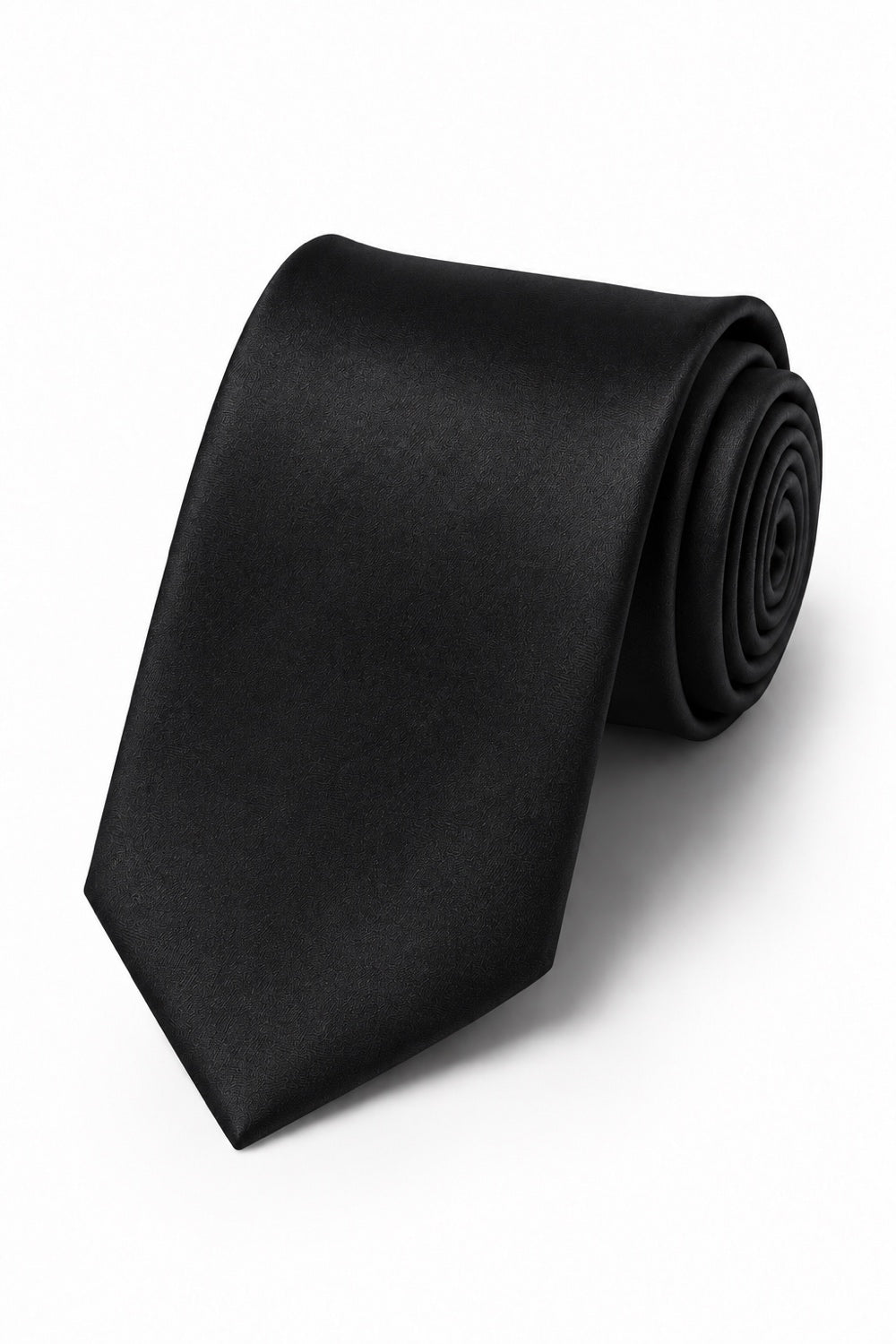 Allure Men Black Solid Satin Silk Necktie