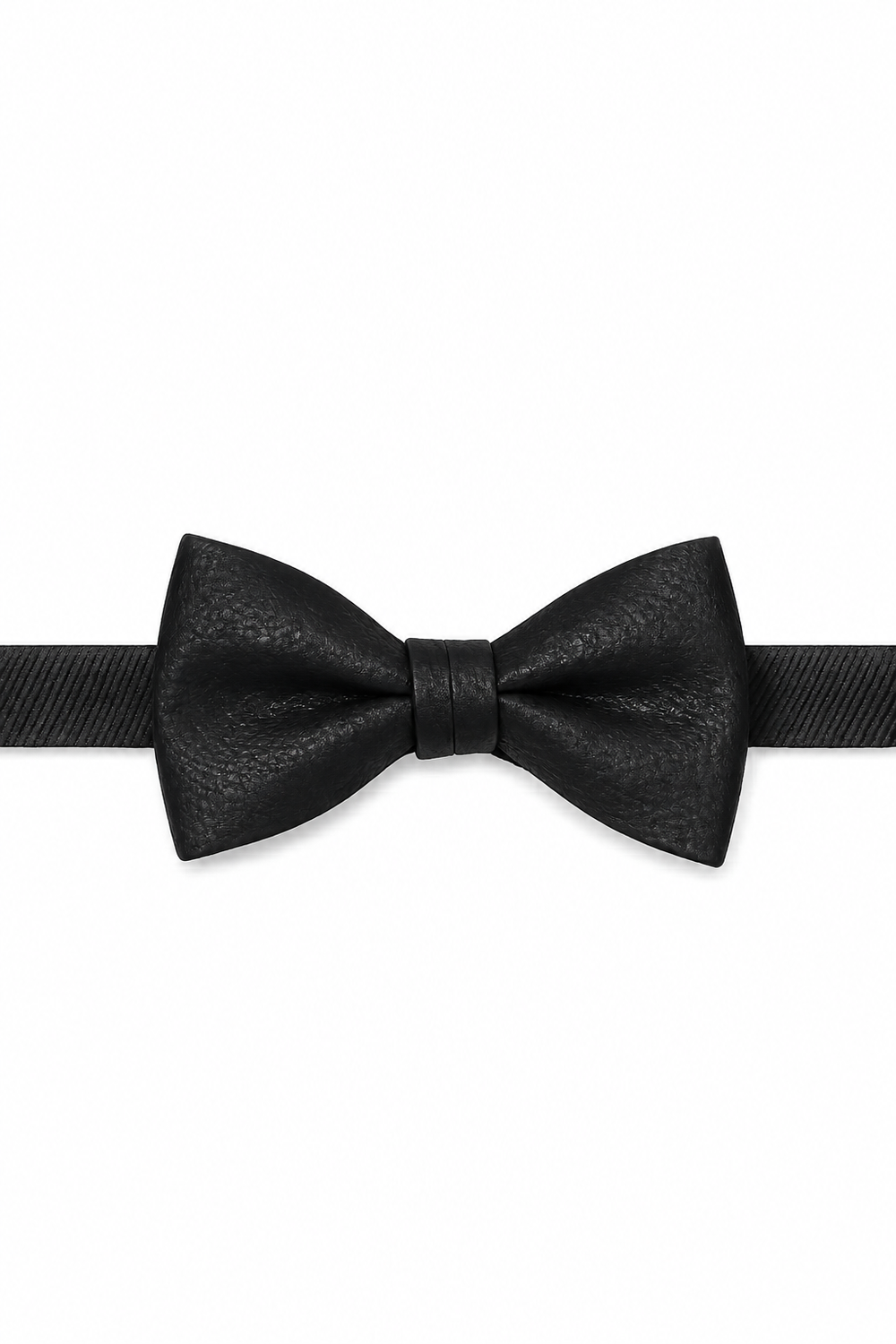 Cardi Black Textured Leather Bow Tie