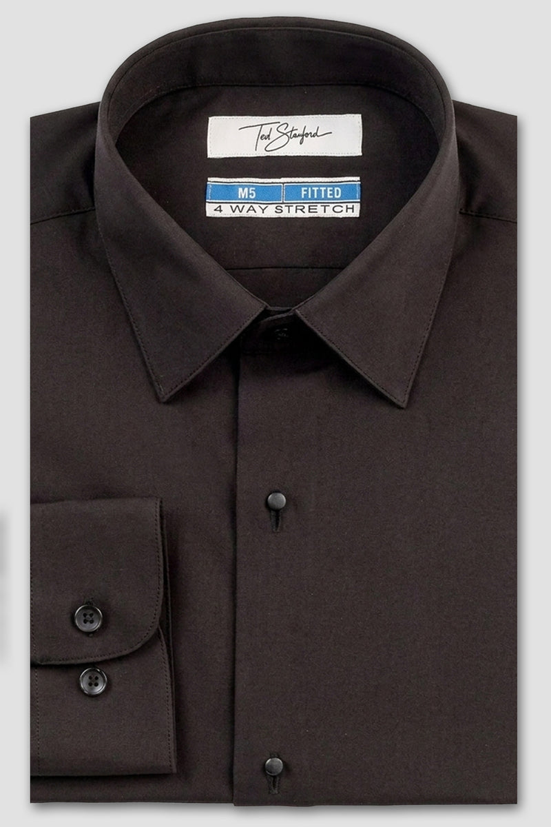 Ted Stanford "Stretch" Black Laydown Formal Shirt
