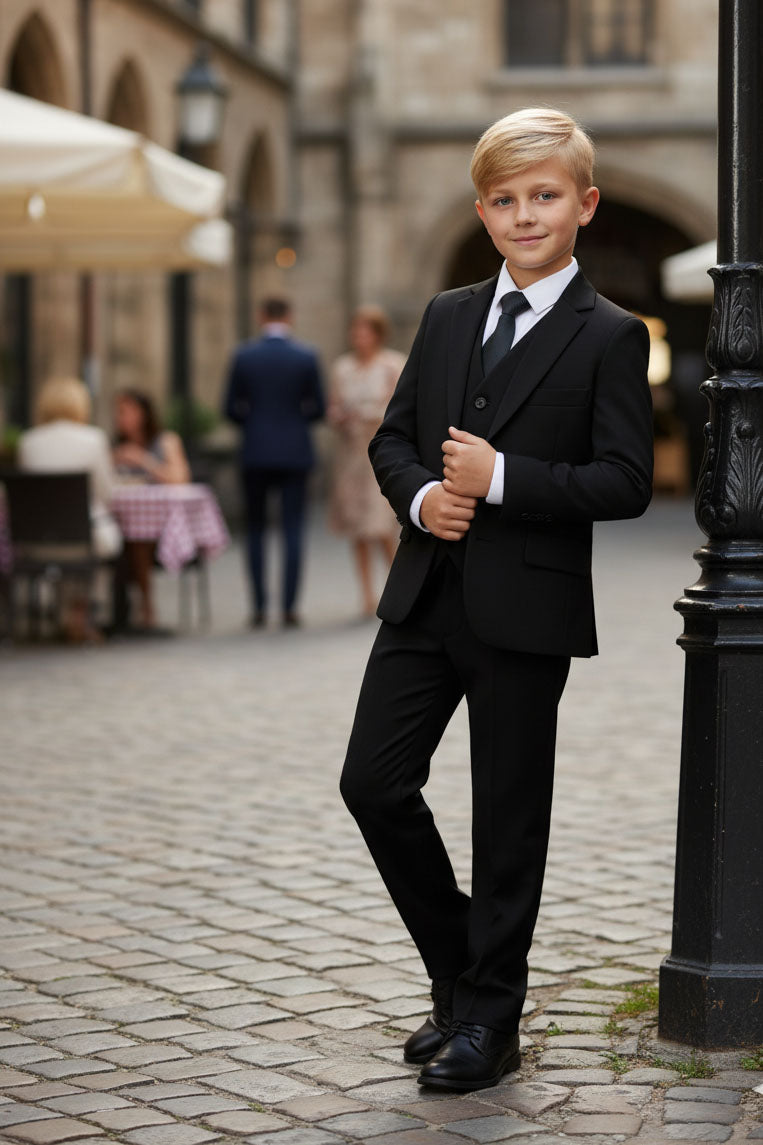 Liam Kids Onyx Black Suit (5-Piece Set)
