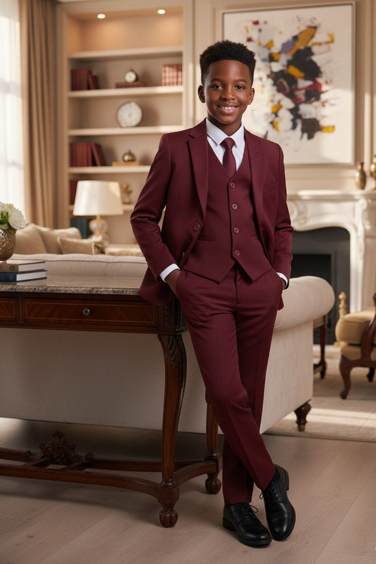 BLACKTIE "Liam" Kids Wine Suit (5-Piece Set)
