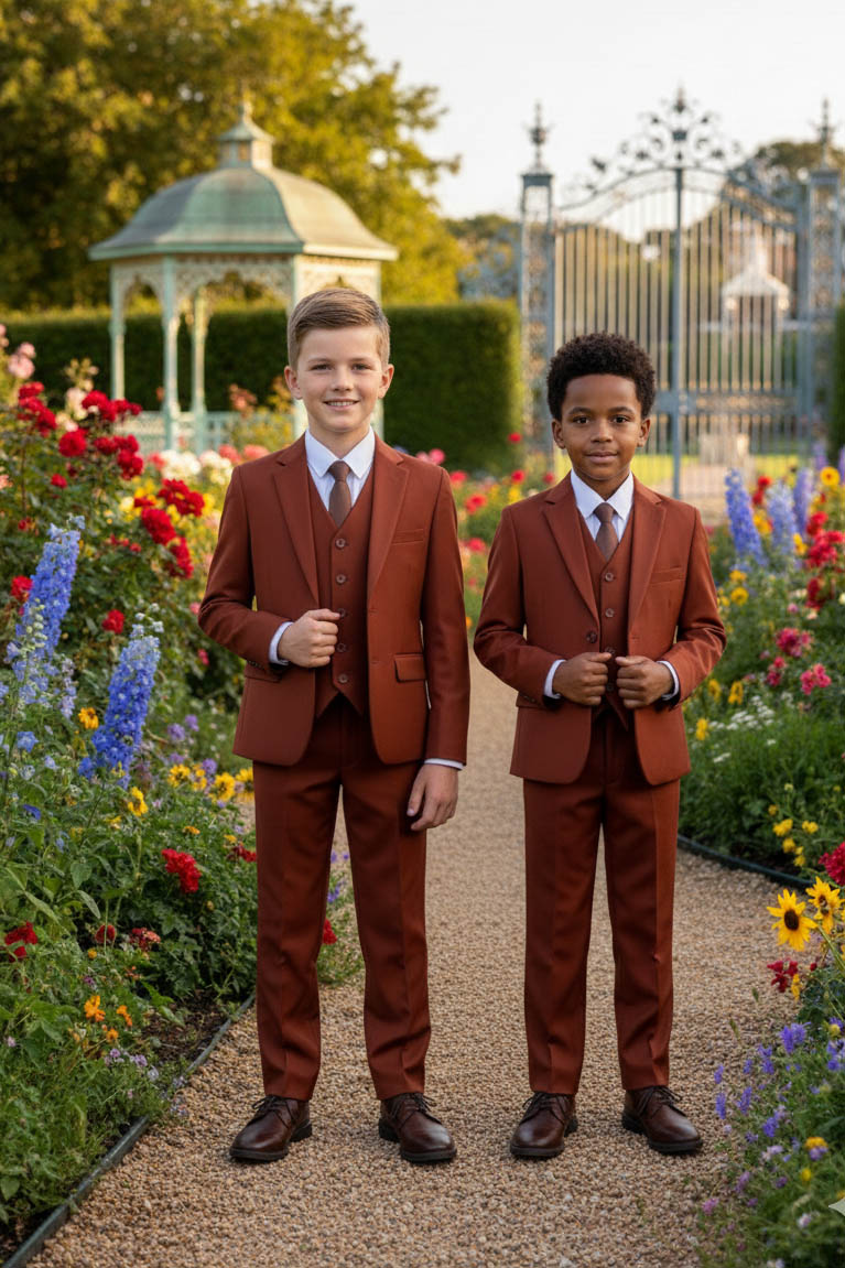 BLACKTIE "Liam" Kids Rust Suit (5-Piece Set)