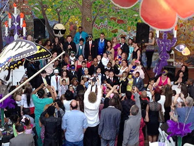 Patients, families, and volunteers celebrate at the St. Christopher's Hospital for Children prom.